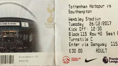  away ticket in the Premier League on the 12/26/2017 at the Wembley