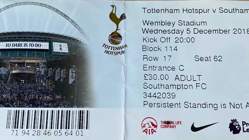  away ticket in the Premier League on the 12/5/2018 at the Wembley