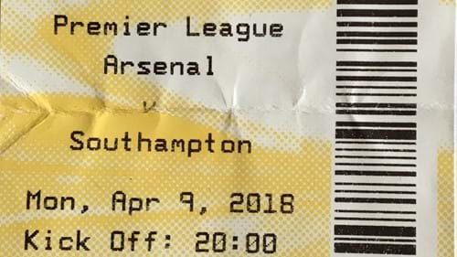 Arsenal away ticket in the Premier League on the 4/9/2018 at the The Emirates