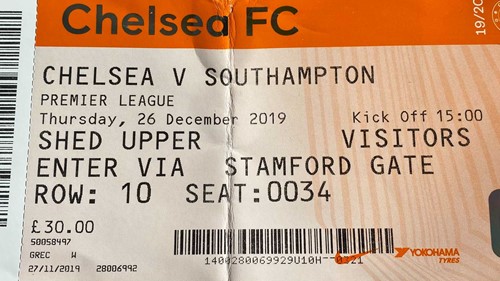 Chelsea away ticket in the Premier League on the 12/26/2019 at the Stamford Bridge