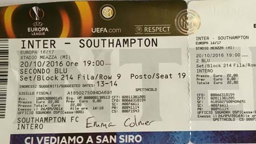 Inter Milan away ticket in the Europa League on the 10/20/2016 at the San Siro