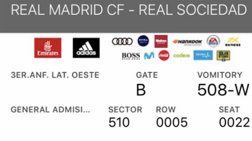 Real Madrid away ticket in the Spanish La Liga on the 11/23/2019 at the Santiago Bernabéu