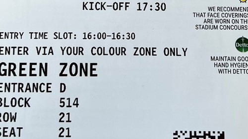  away ticket in the Friendly on the 3/26/2022 at the Wembley