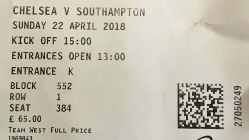  away ticket in the Emirates FA Cup on the 4/22/2018 at the Wembley